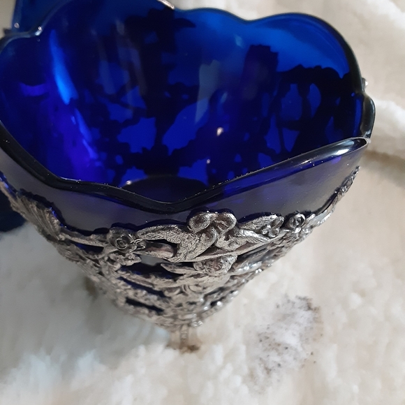 Cobalt Blue glass with silver metal - Picture 5 of 11